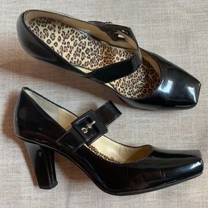 Franco Sarto patent leather mary janes square toe high heel